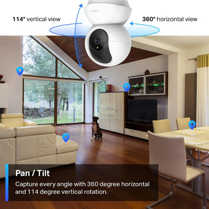 TP-Link Tapo 2K Pan/Tilt Indoor Security WiFi Camera, Baby & Pet Camera w/ 360° Motion Tracking, 2-Way Audio, Night Vision, Cloud & Local Storage (Up to 256 GB), Works w/Alexa & Google (Tapo C210P2)