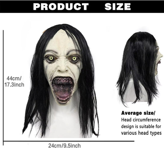 Creepy Crying Woman Mask Scary Zombie Female Ghost Mask Devil Full Head Mask Halloween Cosplay Props - PuriLite