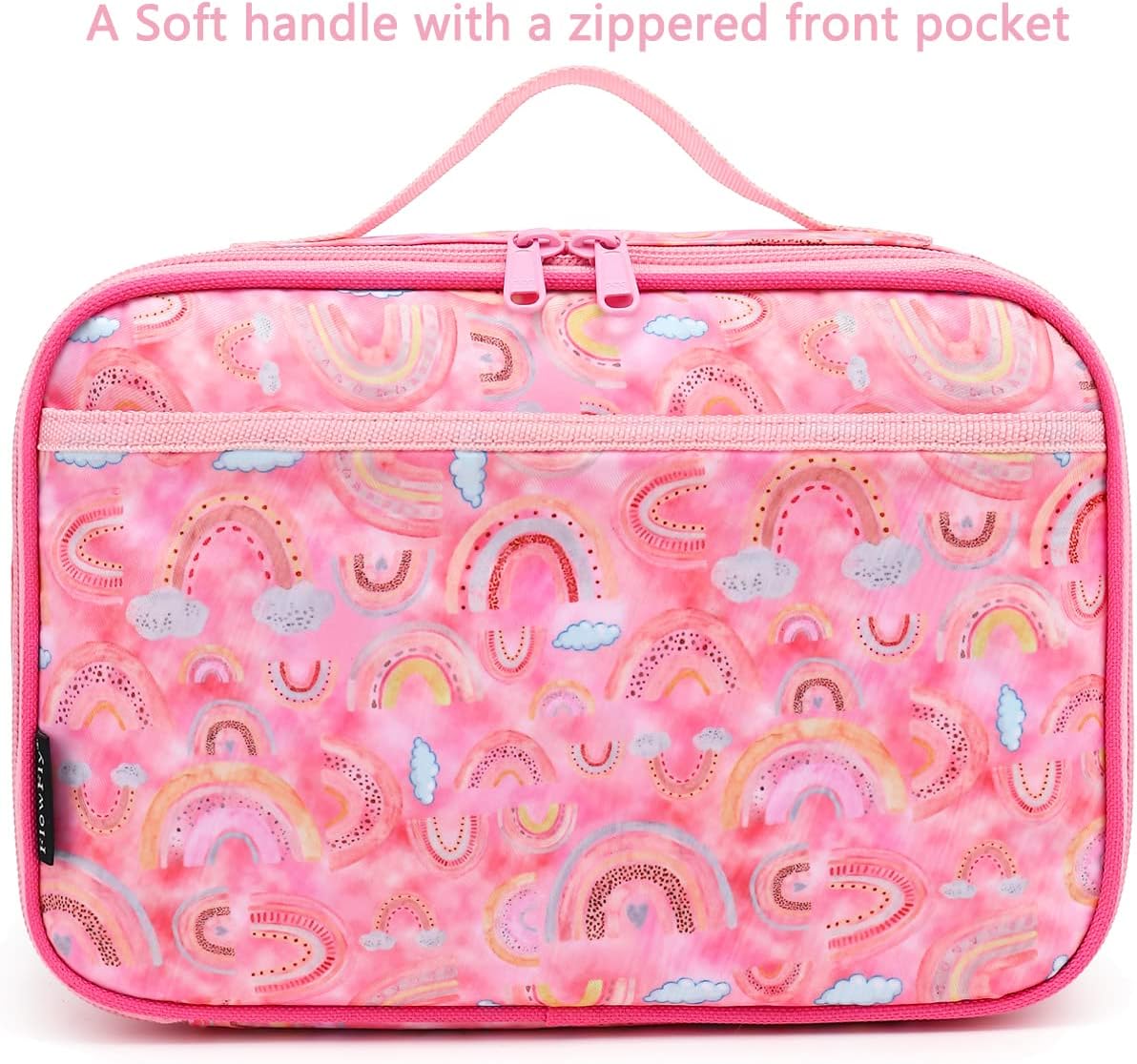 FlowFly Kids Lunch Box Insulated Soft Bag Mini Cooler Back to School Thermal Meal Tote Kit for Girls, Boys, Black