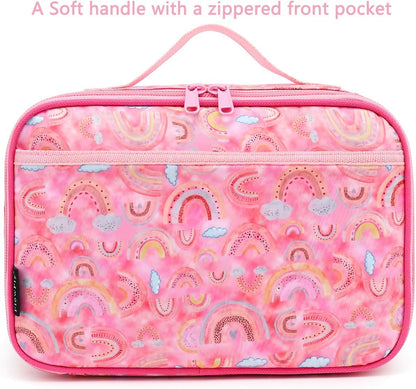 FlowFly Kids Lunch Box Insulated Soft Bag Mini Cooler Back to School Thermal Meal Tote Kit for Girls, Boys, Black
