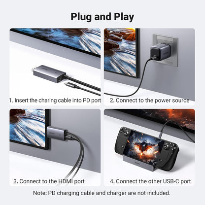 UGREEN USB C to HDMI Cable 100W PD Charger 4K@60Hz 1440P@144Hz 1080P@240Hz/120Hz Type C Thunderbolt 3/4/5 HDR Adapter Compatible with MacBook iMac Mac mini iPad Pro Air iPhone 16 15 Galaxy S24(2M)