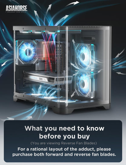 AsiaHorse AMICI-5GT RGB PC Fans, Infinity Mirror ARGB Fans HDB Bearing Fan Speeds Up to 1800 RPM with 24 LED Lights, Forward Blade Fan Compatible Motherboard Aura SYNC (Reverse Blade, 3_Pack_Black)