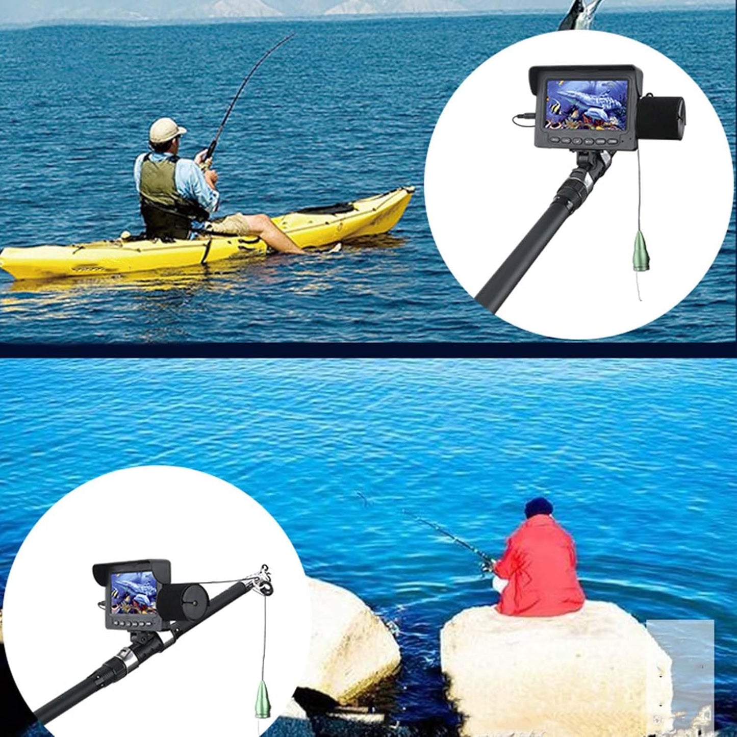 Underwater Camera Visual Fishing 4.3 Inch LCD Display 165 Degree Wide Angle Waterproof Digital Camera for Sea Fishing Boat Fishing Underwater Detection Seabed Exploration