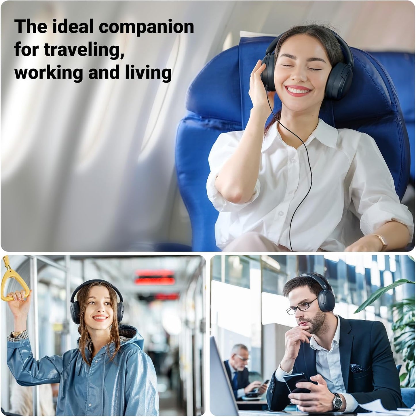 Edifier V80 Hybrid Active Noise Cancelling Bluetooth Headphones, Wireless Over Ear Headset with 45H Playtime, Wired Hi-Res Audio Fast Charging Multipoint Connection for Home Travel Office - Navy Blue