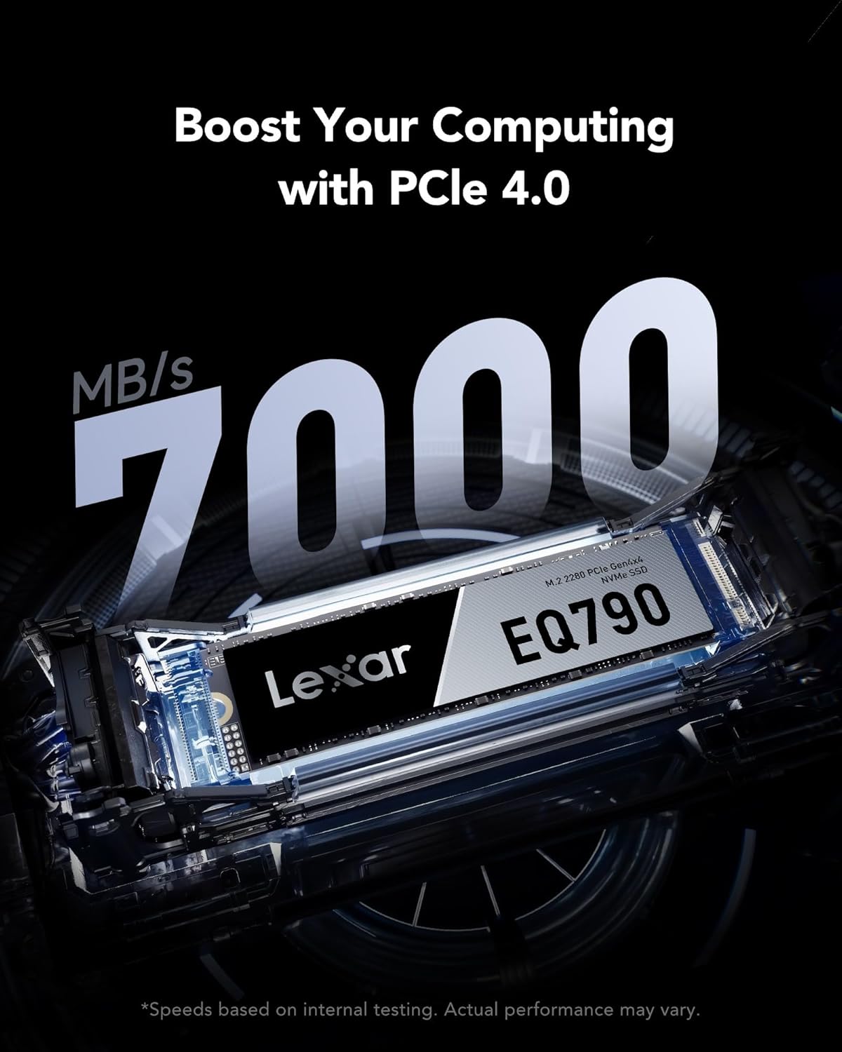 Lexar EQ790 1TB SSD with Heatsink M.2 2280 PCIe Gen4x4 NVMe 1.4, Blazing Speeds Up to 7000MB/s Read 5000MB/s Write for Intense Workloads & PS5 PC Gaming, High Performance Internal Solid State Drive
