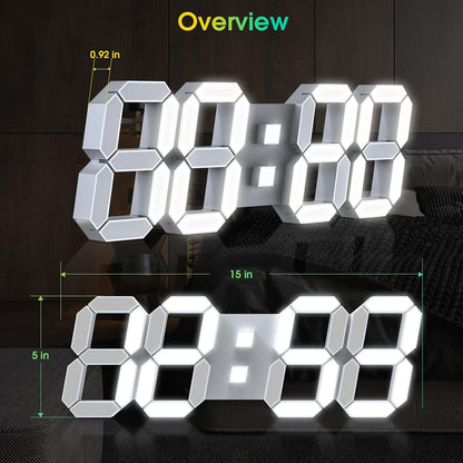 EDUP HOME 3D LED Wall Clock Desk Alarm Clock 7 Colors 9.7" with Remote Control, Digital Alarm Clock Adjustable Brightness Timer 12/24 Hr Time/Date/Temperature for Kid Bedroom/Kitchen/Office