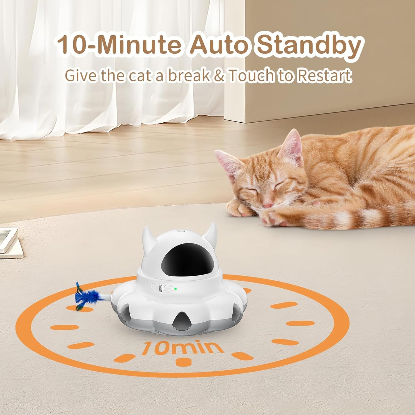 Cosicosy 2-in-1 Interactive Cat Toys for Indoor Cats, Automatic Cat Toy with 8 Holes Mice Whack A Mole Moving Feather, Smart Cat Toy (White)