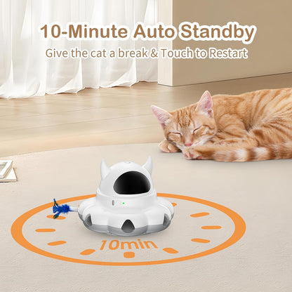 Cosicosy 2-in-1 Interactive Cat Toys for Indoor Cats, Automatic Cat Toy with 8 Holes Mice Whack A Mole Moving Feather, Smart Cat Toy (White)