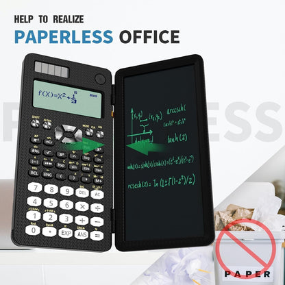 Scientific Calculator with Writing Pad | Foldable 2-Line Display Solar & Battery Powered
