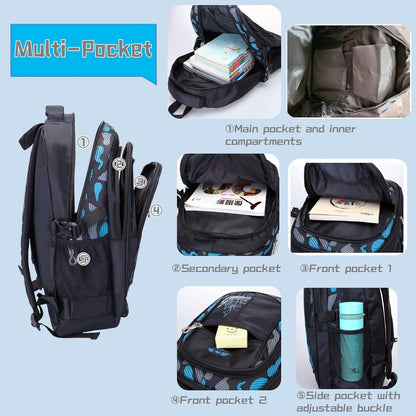 Blue-Camouflage Backpacks for Boys School Elementary, Camouflage Boys School Bags Capacity Bookbags