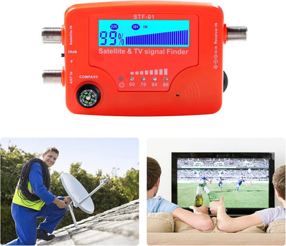 2 in 1 Satellite and TV Signal Finder LCD Digital Satellite Finder Portable TV an Signal Strength Meter Signal Finding Meter with Compass Alarm Buzzer