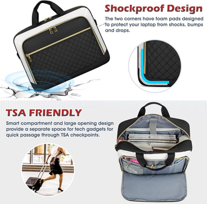 Laptop Bag 17 Inch Laptop Briefcase for Women Waterproof Computer Messenger Bag Professional Laptop Case for Business Work - PuriLite