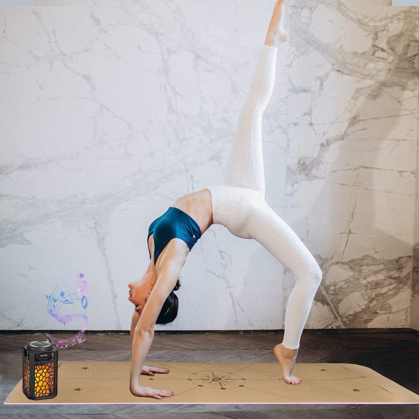 Numat Cork Yoga Mat 6mm (1/4 inch) Thick 72 x 24 in, Sweatproof NonSlip Eco-friendly, Lightweight TPE foam with Alignment Lines, Great for Hot Yoga, Pilates, Gym and Exercise, Black Carrying Bag w.