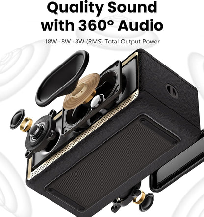 Edifier ES60 Portable Bluetooth Speaker, 34W RMS, Wireless Speaker with 360° Audio, Ambient Lights, 9 Hours Playtime, Bluetooth 5.4 Stereo Pairing, IP66 Dustproof and Waterproof, Ivory