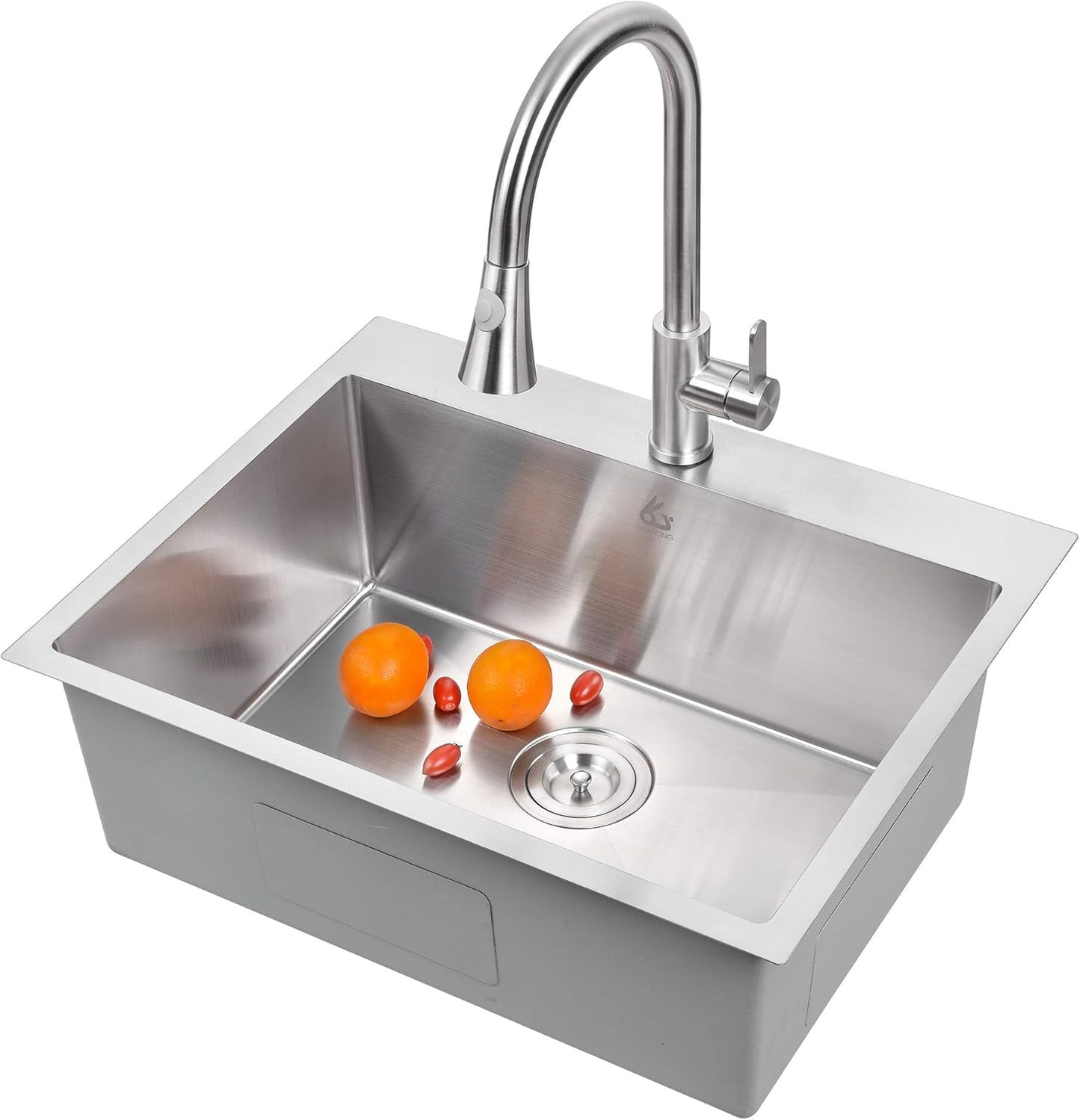 Yutong 16" x 20" Top-Mount/Drop in SS304 Stainless Steel Kitchen Black Sink Single Bowl Without Grid