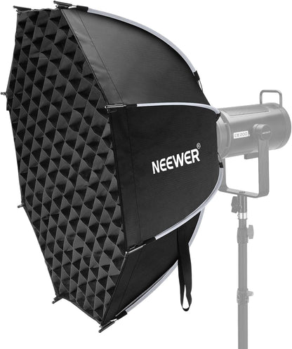 NEEWER 35.4'' Octagonal Softbox, Quick Release Parabolic Soft Box with Bowens Mount, Diffusers, Grid, Bag Compatible with Aputure 120d Compatible with Godox SL60w NEEWER Q4 AS600B CB300B Q300, NS92P