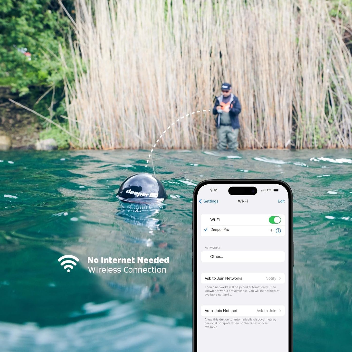 Deeper PRO Smart Portable Sonar - Wireless Wi-Fi Fish Finder for Kayak and Ice Fishing