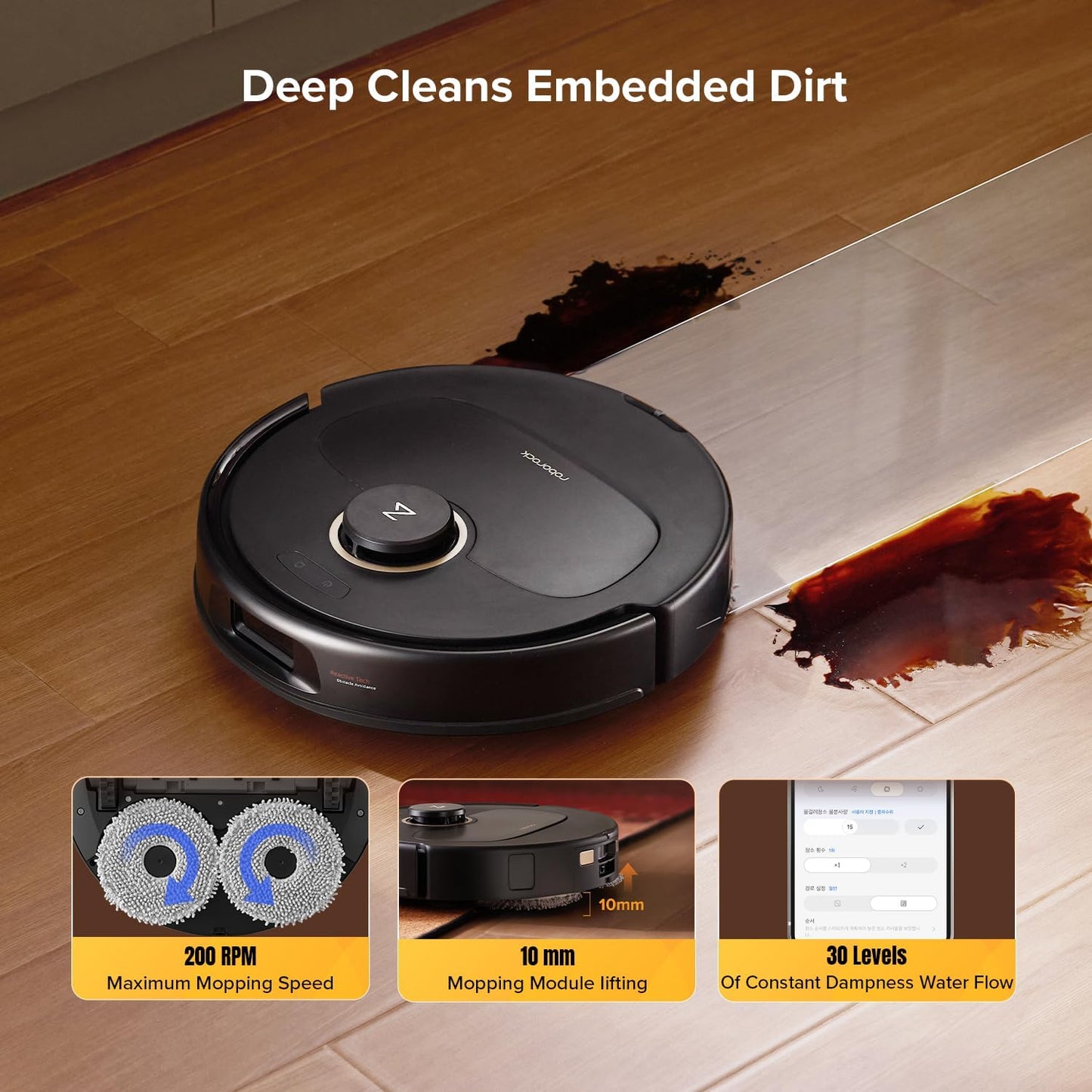 roborock Qrevo S5V Robot Vacuum and Mop, FlexiArm Edge Mopping, 12,000Pa Suction, Smart Obstacle Avoidance, Dual Anti-Tangle Brushes, 10mm Mop Lifting, Auto Mop Washing&Drying, Self-Emptying&Refilling