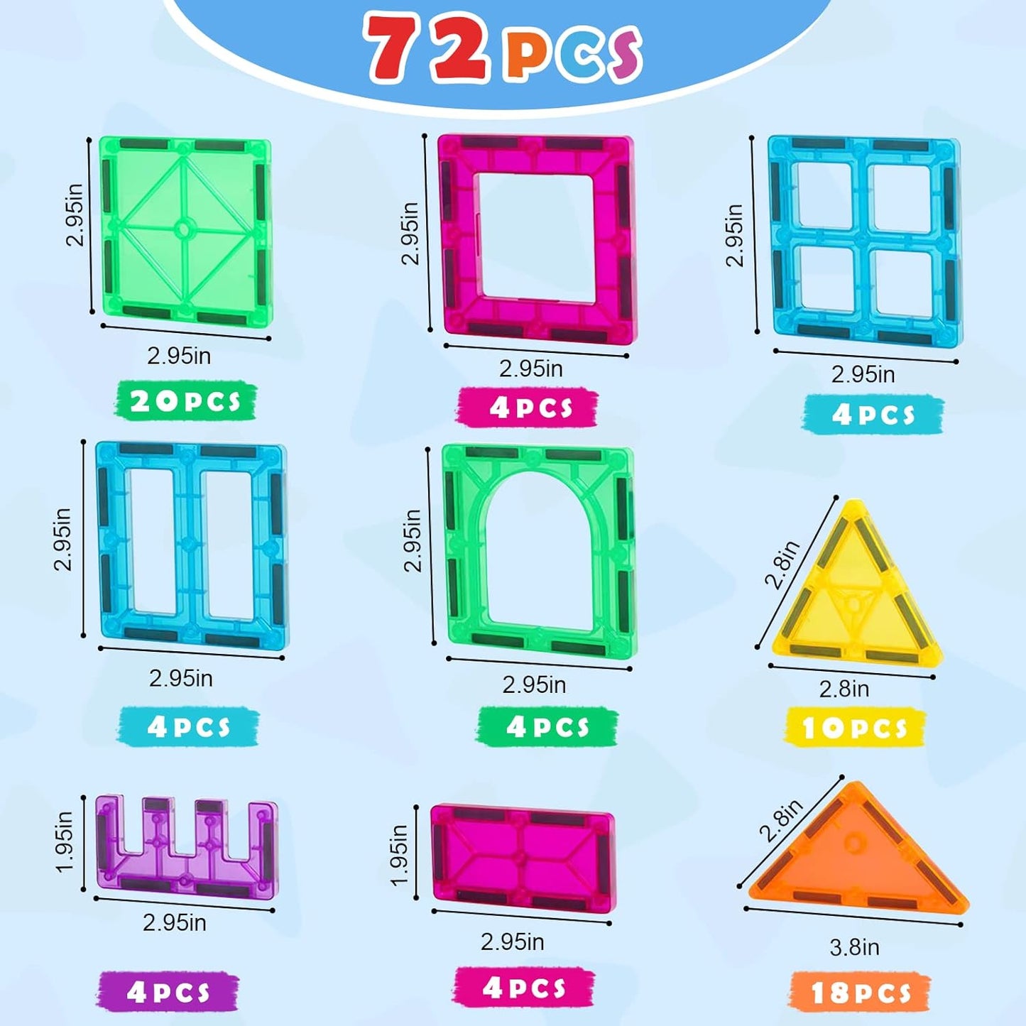 Gemmicc Magnetic Tiles, Deluxe 136 PCS Building Blocks Magnet Toys for Kids,3D Magnet Puzzles Stacking Blocks for Boys Girls,Huge Set with 2 Cars