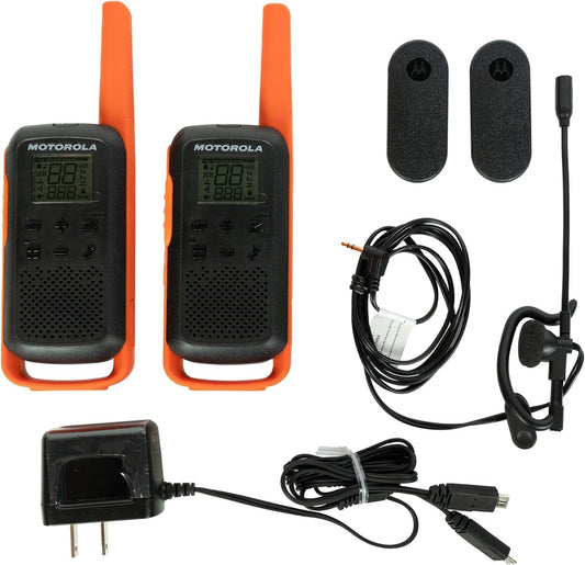 Motorola Solutions Talkabout T275 Rechargeable Radios, 2 Pack with Carrying Case - Orange/Black - PuriLite