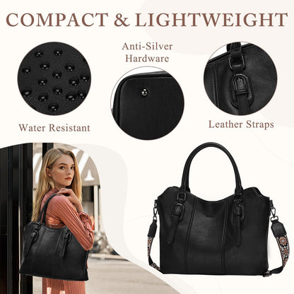 Hobo Bags for Women,VASCHY Vegan Leather Handbag Purse Top Handle Satchel Boho Shoulder Bag with Crossbody Guitar Strap