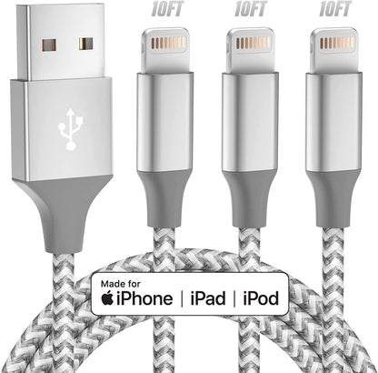 Purilite Select 10FT MFi-Certified Lightning Cable (3-Pack)