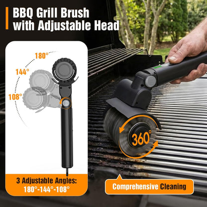 BlueFire 2 in 1 Electric Grill Brush, Cordless Electric Grill Cleaner, 360° Rotating Cleaner Brush Head, Rechargeable BBQ Grill Brushes for Outdoor Grill