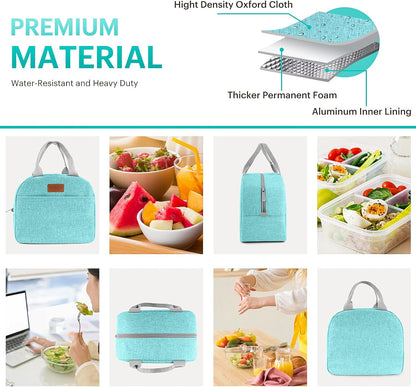 Lunch Bag for Women & Men Adult Insulated Lunch Box, Small Leakproof Cooler Food Lunch Containers Reusable High Capacity Lunch Tote Bags for Work, Travel, Outdoor