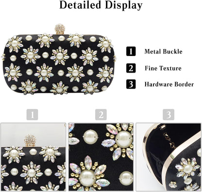 CORIOS Rhinestone Evening Bag for Women Beaded Clutch Bag Bridal Wedding Purse Glitter Shoulder Bag Luxury Crystal Handbag