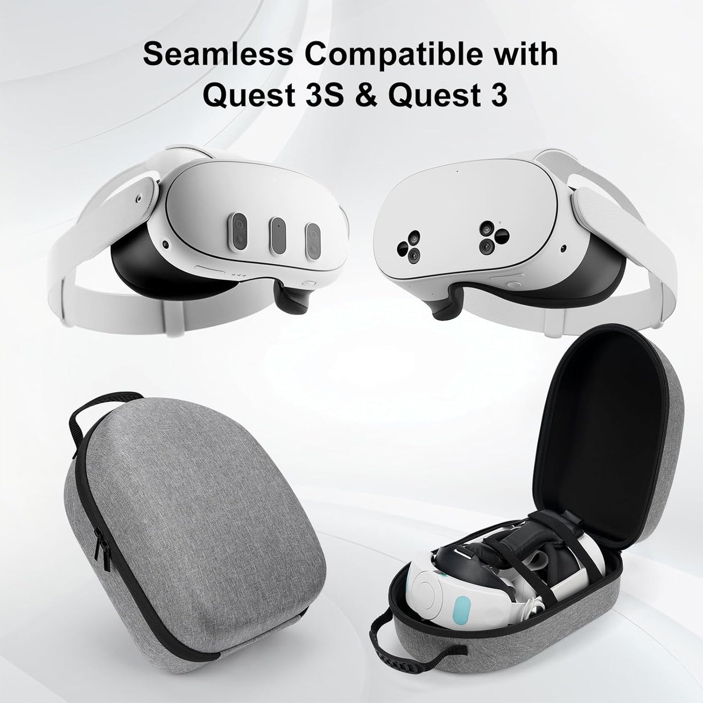 Dreaazhi Hard Carrying Case Compatible with Meta Quest 3S/Quest 3, Accessories VR Gaming Headset with Elite Strap, Touch Controllers, Ultra-Sleek Design for Travel Storage