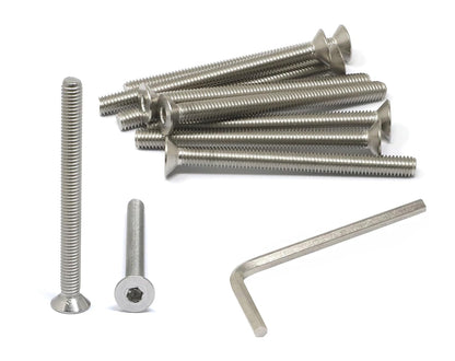 iexcell 5 Pcs M8 x 80mm Thread Pitch 1.25 mm Stainless Steel 304 Hex Socket Flat Head Cap Screws Bolts Kit