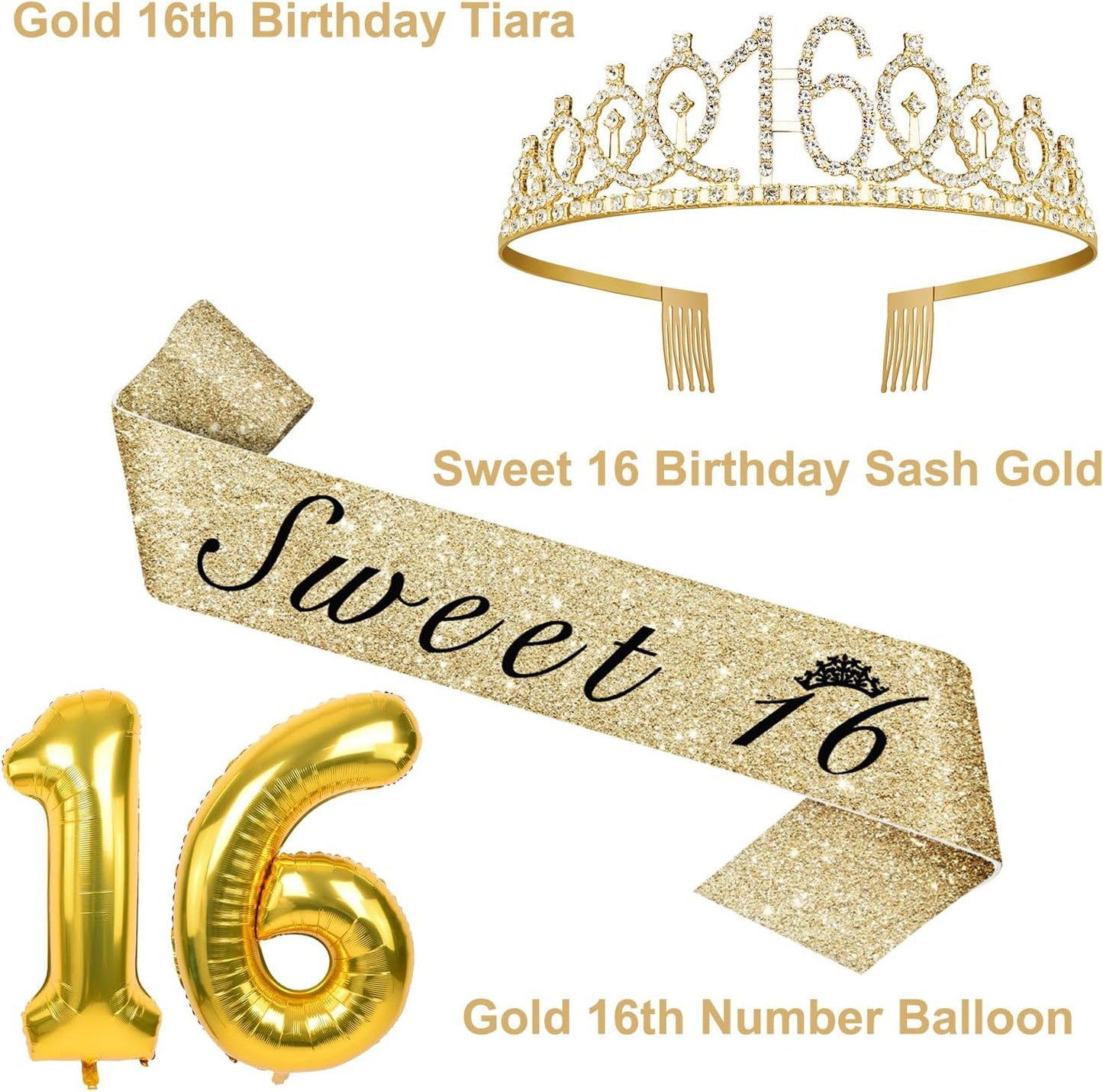 65th Birthday Decorations for Women, Including 65th Birthday Sash and Crown, Cake Topper and Candles, Number Balloons Rose Gold, 65 Year Old Gifts for Women
