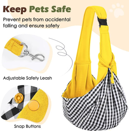 Pawaboo Small Dog Sling Carrier, Reversible Hands Free Dog Sling Carrier for Small Dogs and Cats, Puppy Sling Carrier with Adjustable Strap Buckle & Safety Harness, Puppy Essentials, Grey
