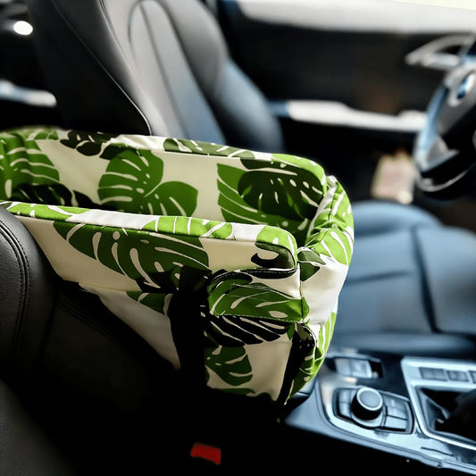 Console Dog Seat for Tesla Model 3 2017-2026, Pet Booster, Automotive Car Bed, Cat Soft-Sided Carrier, Portable Vehicle Travel Bag Green