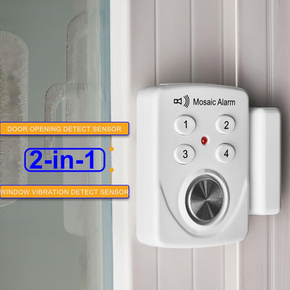 3 Pack Door Alarms with Delay When Left Open 130db Window Break Sliding Siren Vibration Detect Sensor for Home, Apartment Security. Keypad Intruder Burglar Entry Alert. Pool Alarm for Kids Safety