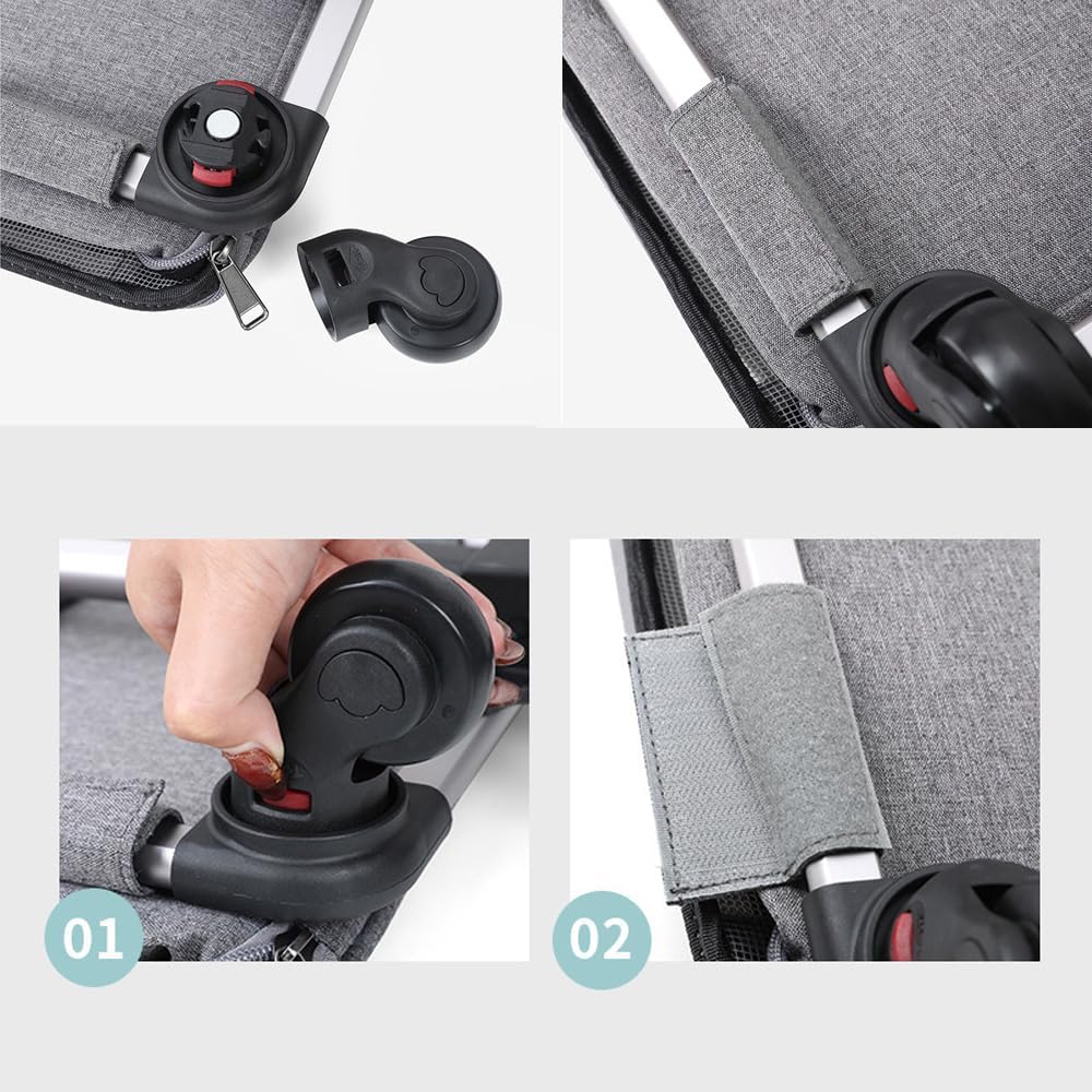 axGear Rolling Pet Carrier Trolley Wheels Dog Cat Traveling Camping Air