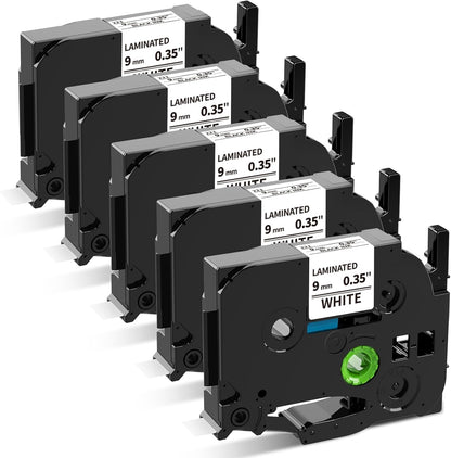5 Pack Replacement for TZe-231 P Touch Label Tape Compatible with Brother P-Touch (TZ231 TZe231) Standard Laminated 12mm, Black on White, for Label Maker Tape PTH110 PT-D210 D220 D200 H100