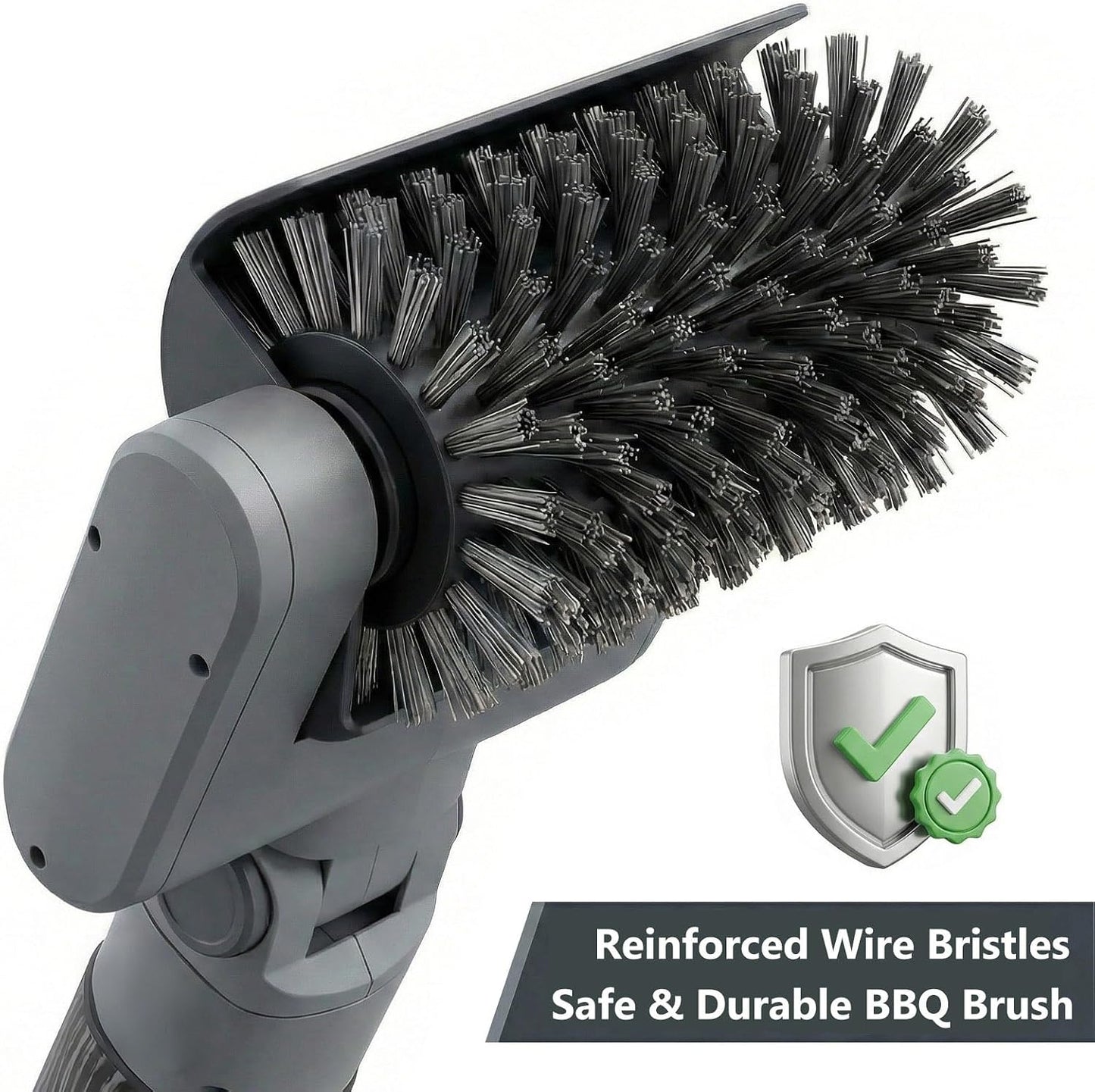 Electric Grill Brush Kit – Cordless BBQ Cleaner with Reinforced Safe Metal Bristles – 2 Hours Runtime, Waterproof & Dishwasher Safe Removable Brushes for Deep Cleaning (Black Wood Coating)
