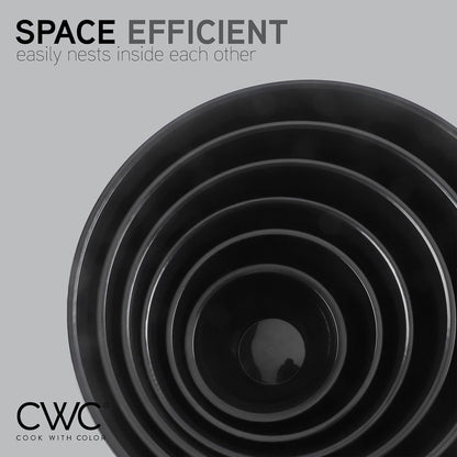 COOK WITH COLOR Mixing Bowls with TPR Lids - 12 Piece Plastic Nesting Bowls Set Includes 6 Prep Bowls and 6 Lids, Microwave Safe Mixing Bowl Set (Green)