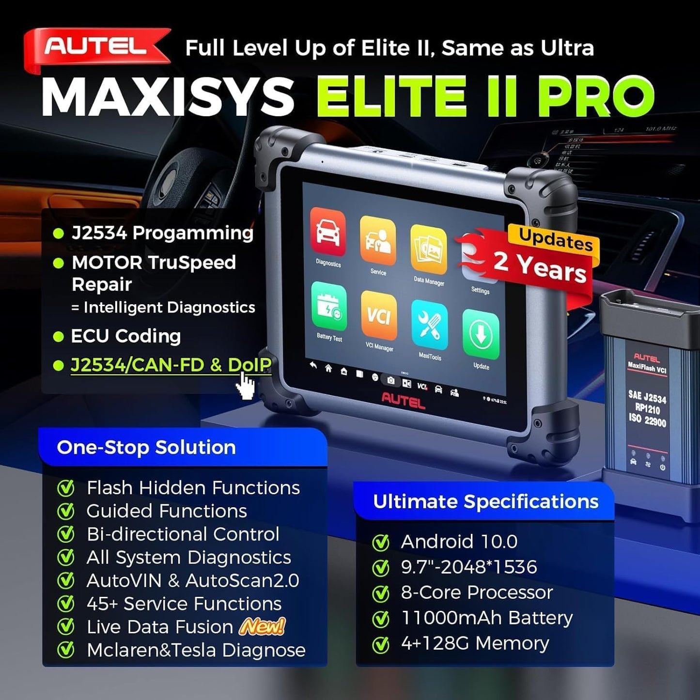 2026 New Autel MaxiSys Elite II Pro Scanner, 2 Yrs Update Programming Tool