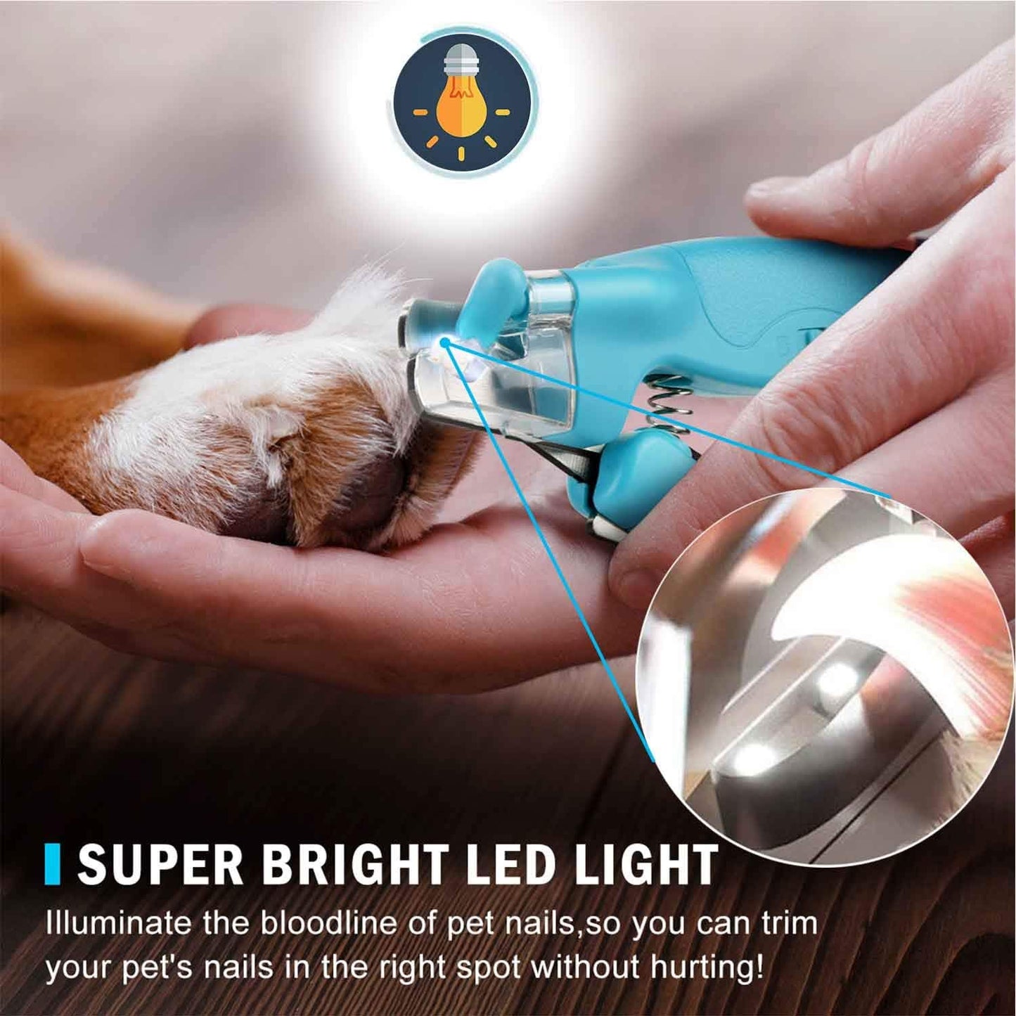 Pet Nail Clipper with LED Light for Dogs & Cats, Rechargeable Nails & Claws Trimmer Grooming, Safe Professional Trimming Tool with Nail Trapper & Free Nail File, Quick-Sensor Razor Sharp Blades