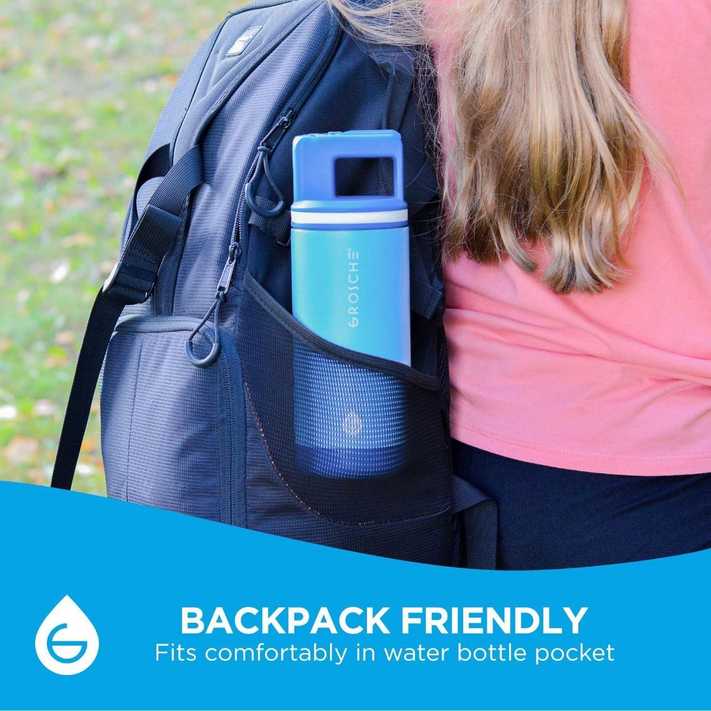 GROSCHE Alpine Flip 'N Sip 16oz Insulated Water Bottle - Stainless Steel, Leakproof Flask with Straw - Perfect for Gym, Travel, Sports & Outdoor Use, Canadian Brand! - 16 fl. oz, Scuba Blue