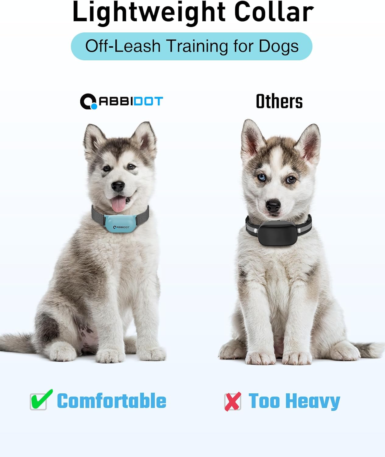 ABBIDOT Shock Collar (8-120 lbs) - Small Size Dog Training Collar with Remote Waterproof Rechargeable Dog Shock Collar with Remote E Collar for Small Medium Large Dogs (Light Blue)