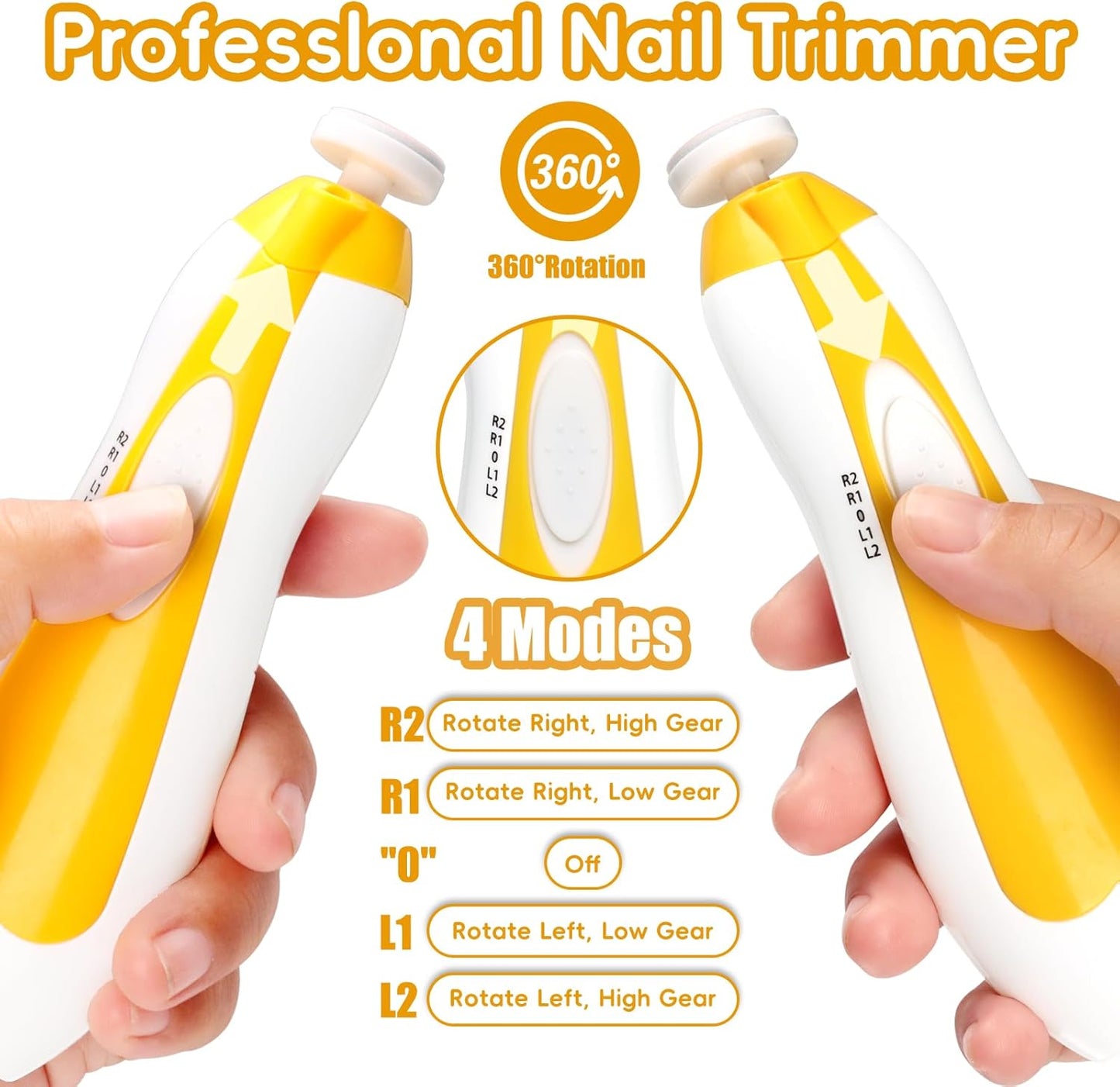 Qunlions life Electric Nail File Drill for Baby, No Sharp Claws Hurt, 6 in 1 Safety Cutter Trimmer Clipper for Toes and Fingers (Blue)