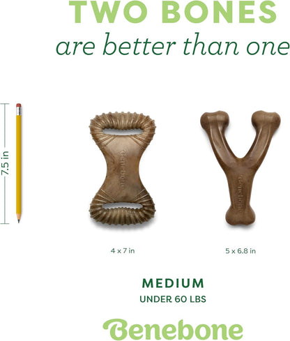 Benebone 4-Pack Durable Dog Chew Toys for Aggressive Chewers, Real Flavors, Made in USA, Medium