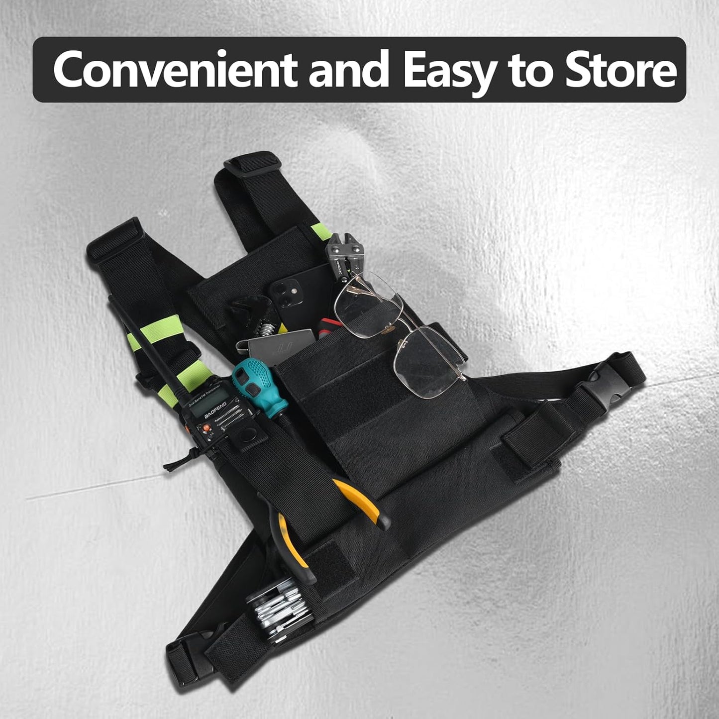 Radio Harness Tactical Vest Radio Holster Chest Rig Walkie Talkies Chest Bag Two Way Radio Chest Pack Outdoor Sports Tool Vest for Security, Fishing, Hunting, Convoy, Hiking and Tourism