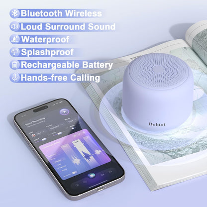 Bobtot Portable Bluetooth Speakers with Strap Easy to Carry, Wireless IPX5 Waterproof Mini Speaker with Loud Stereo Sound, 20 Hours Playtime, Rechargeable Battery, Built-in Microphone (Green)