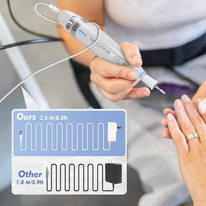 BEAUTURAL Professional Manicure and Pedicure Set Kit, Upgraded Electric Nail Drill Machine, 10-Piece Attachments Plus 20 Sanding Bands, Electric Nail File Set, Hand Foot & Nail Tools [Not Cordless]