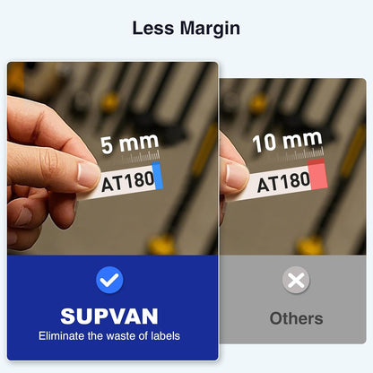 SUPVAN E11 Bluetooth Label Maker Machine with 4 Tapes, Support Keyboard & App with 40 Fonts and 450+ Icons, Rechargeable Inkless Labeler for Home, Kitchen, Office, School, Organization, Black