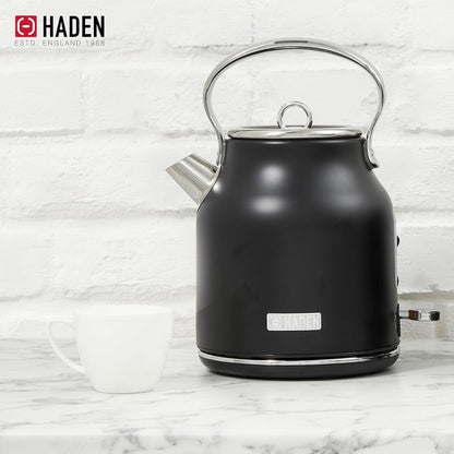 Haden 75041 Heritage 1.7 Liter (7 Cup) Stainless Steel Electric Kettle with Auto Shut-Off and Boil Dry Protection, Black/Copper